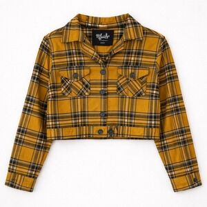 Hell Bunny Mustard Yellow Plaid Cropped Jacket Tartan Dark Academia S Preppy Y2K